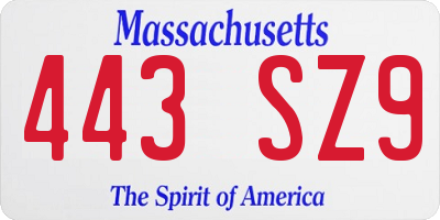 MA license plate 443SZ9