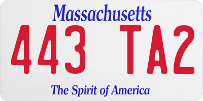 MA license plate 443TA2