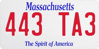 MA license plate 443TA3
