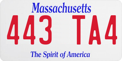 MA license plate 443TA4