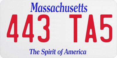 MA license plate 443TA5