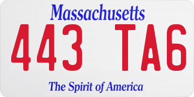 MA license plate 443TA6