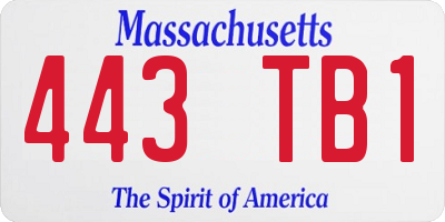 MA license plate 443TB1