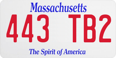 MA license plate 443TB2