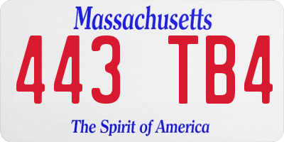 MA license plate 443TB4