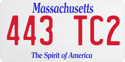 MA license plate 443TC2