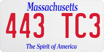 MA license plate 443TC3