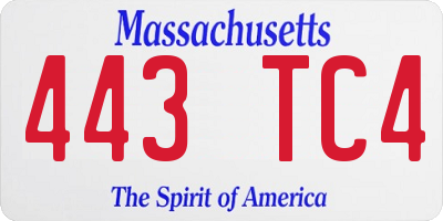 MA license plate 443TC4