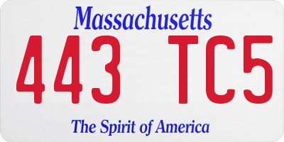 MA license plate 443TC5