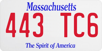 MA license plate 443TC6