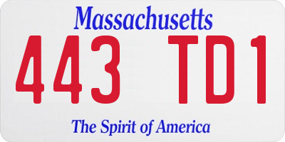 MA license plate 443TD1
