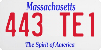 MA license plate 443TE1