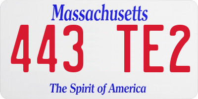 MA license plate 443TE2