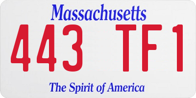 MA license plate 443TF1