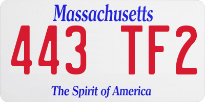 MA license plate 443TF2
