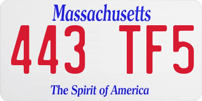 MA license plate 443TF5