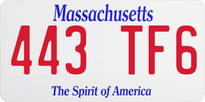MA license plate 443TF6