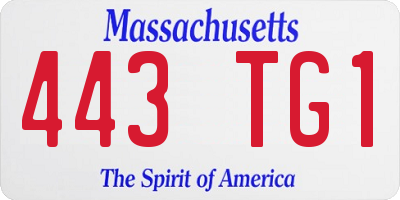 MA license plate 443TG1