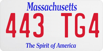 MA license plate 443TG4