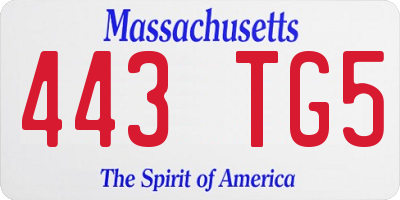 MA license plate 443TG5