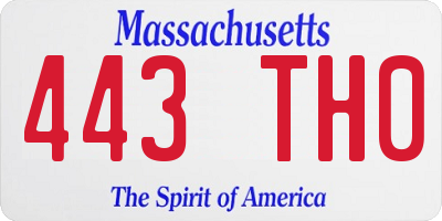 MA license plate 443TH0