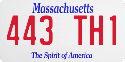 MA license plate 443TH1