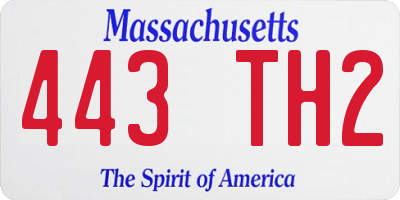 MA license plate 443TH2
