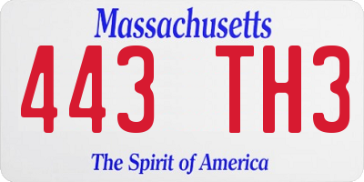 MA license plate 443TH3