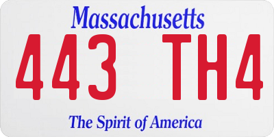 MA license plate 443TH4