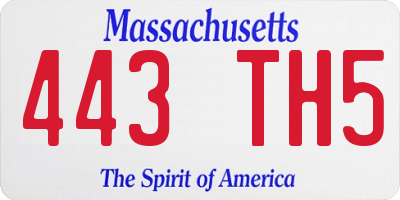 MA license plate 443TH5