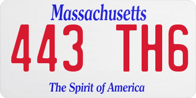 MA license plate 443TH6