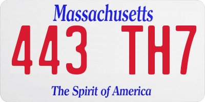 MA license plate 443TH7