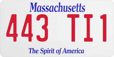 MA license plate 443TI1