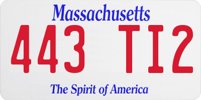 MA license plate 443TI2