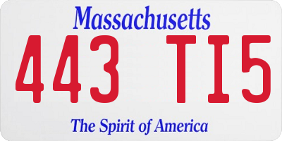 MA license plate 443TI5