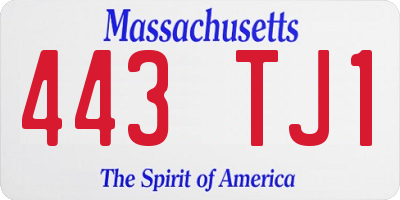 MA license plate 443TJ1