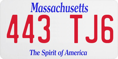 MA license plate 443TJ6