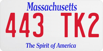 MA license plate 443TK2