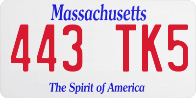 MA license plate 443TK5