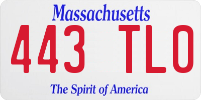 MA license plate 443TL0