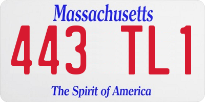 MA license plate 443TL1