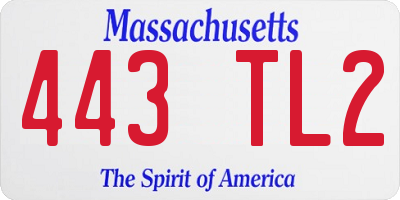 MA license plate 443TL2