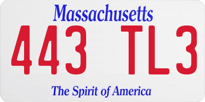 MA license plate 443TL3