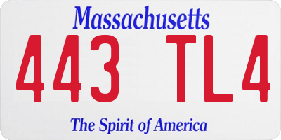 MA license plate 443TL4