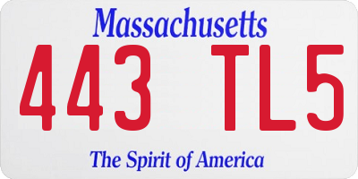 MA license plate 443TL5