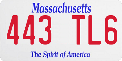 MA license plate 443TL6