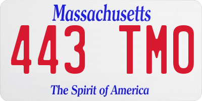 MA license plate 443TM0