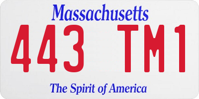 MA license plate 443TM1