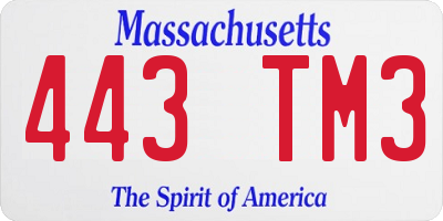 MA license plate 443TM3