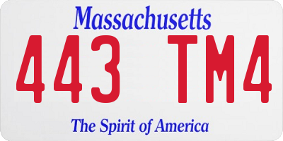MA license plate 443TM4
